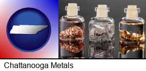 Chattanooga, Tennessee - gold, silver, and copper nuggets