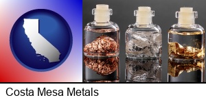 Costa Mesa, California - gold, silver, and copper nuggets