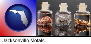 Jacksonville, Florida - gold, silver, and copper nuggets