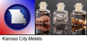Kansas City, Missouri - gold, silver, and copper nuggets