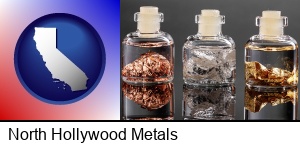 North Hollywood, California - gold, silver, and copper nuggets