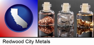 gold, silver, and copper nuggets in Redwood City, CA