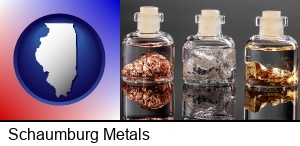 Schaumburg, Illinois - gold, silver, and copper nuggets