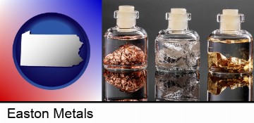 gold, silver, and copper nuggets in Easton, PA
