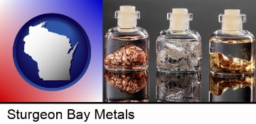 gold, silver, and copper nuggets in Sturgeon Bay, WI