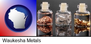Waukesha, Wisconsin - gold, silver, and copper nuggets